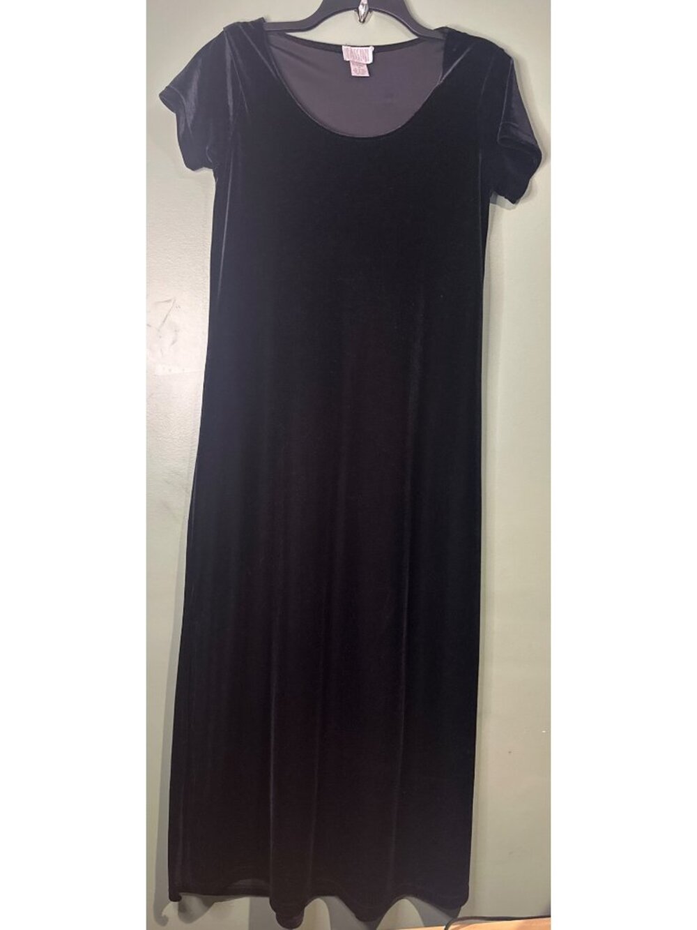Cassini Black Velvet Maxi Dress Size M Side Slits Witchy Whimsigoth Dark Fairy